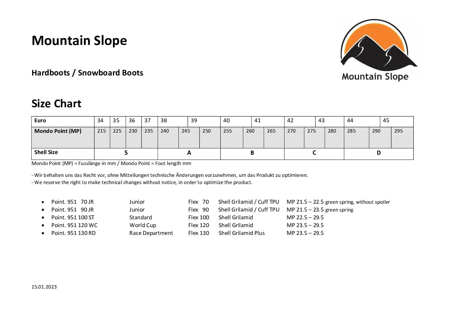 EXP Point 951 Mountain Slope 130 RD boots snowboard rigides