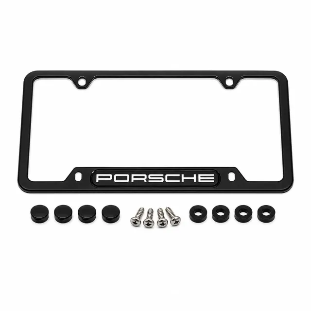 Porsche Cadre plaque immatriculation inox noir mat