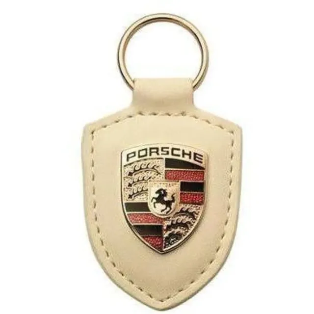 Porsche Crest porte-clés cuir écusson métal