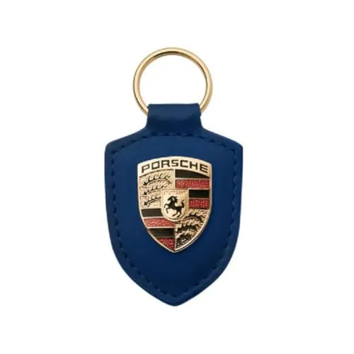 Porsche Crest porte-clés cuir écusson métal