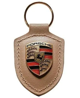 Porsche Crest porte-clés cuir écusson métal