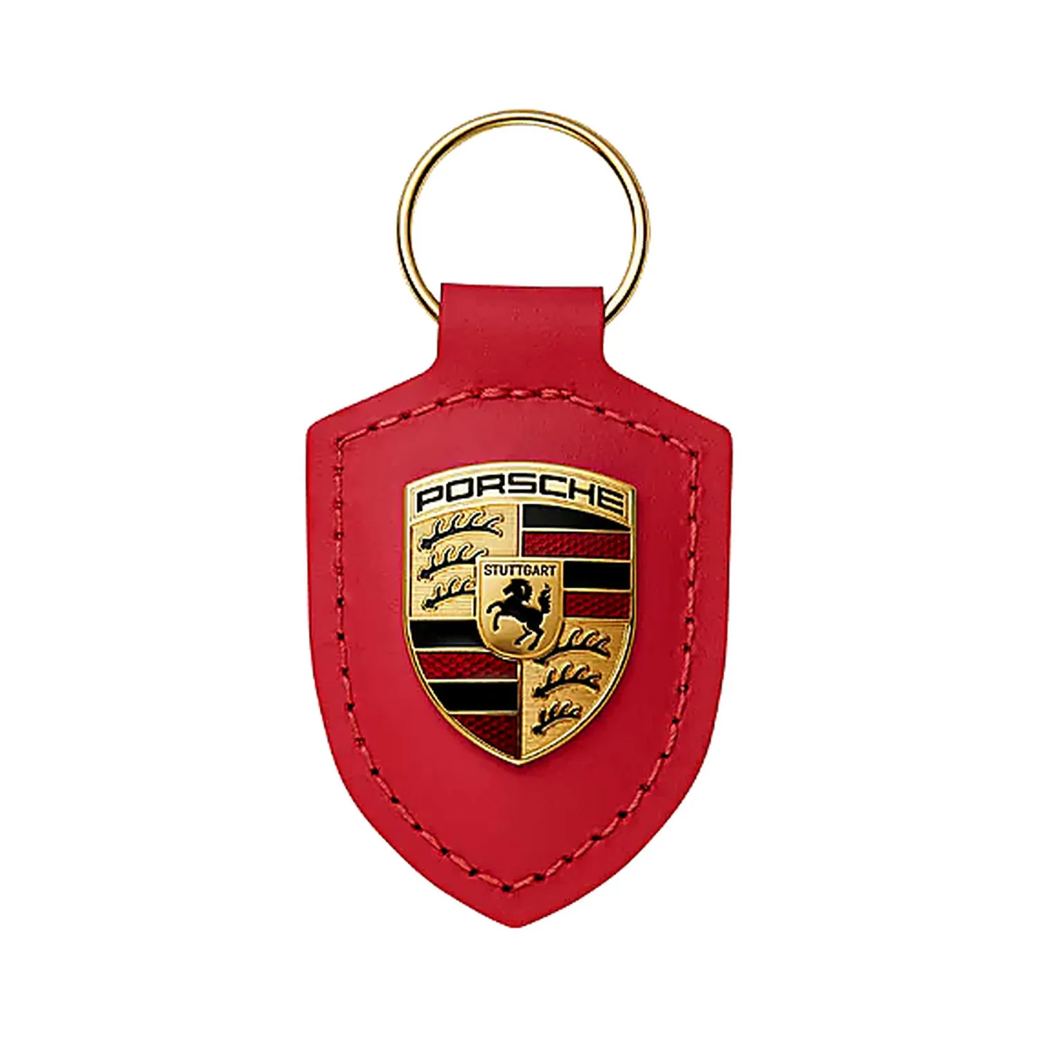 Porsche Crest porte-clés cuir écusson métal
