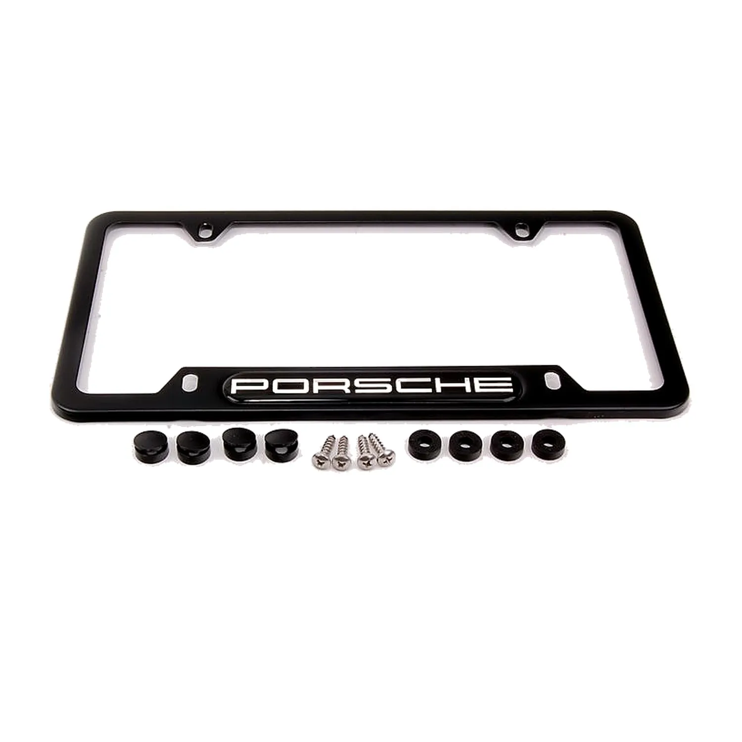 Porsche Cadre plaque immatriculation inox noir mat